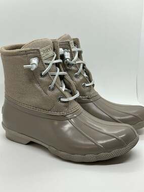 Sperry Taupe Sparkle Waterproof Duck Boots Women’s Size 6